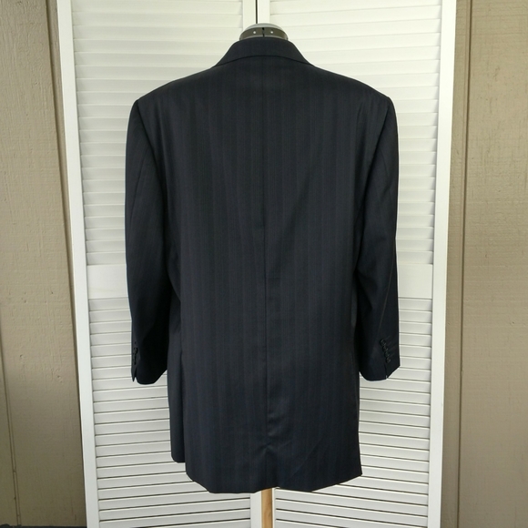 LAST CHANCE Canali Italian pinstripe navy wool blazer men 44 R - Picture 2 of 8